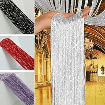 1PCS 100cm200cm Fly Screen Fringe Tassel Curtain String Sparkle Curtains Bedroom Curtains Room Decor Divider Door Window Decor miniinthebox