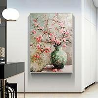 Pure Hand-painted Oil Painting Peach Blossom Floor-standing Sofa Background Wall Decoration Painting Plant Flowers High-end Porch Painting (No Frame) Lightinthebox