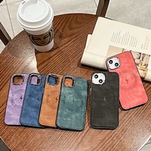 Phone Case For Apple Back Cover iPhone 14 iPhone 13 Pro Max 12 11 SE 2022 X XR XS Max 8 7 Bumper Frame Support Wireless Charging Compatible with MagSafe Solid Colored TPU PU Leather miniinthebox