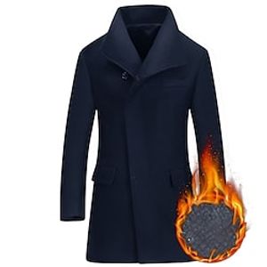 Men's Winter Coat Wool Coat Overcoat Daily Wear Going out Winter Fall Wool Thermal Warm Outdoor Outerwear Clothing Apparel Fashion Warm Ups Solid Colored Pocket Turndown Single Breasted miniinthebox