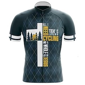 21Grams Men's Cycling Jersey Short Sleeve Bike Jersey Top with 3 Rear Pockets Mountain Bike MTB Road Bike Cycling Breathable Quick Dry Moisture Wicking Soft Dark Gray Graphic Polyester Spandex Sports Lightinthebox