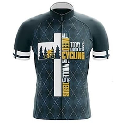 21Grams Men's Cycling Jersey Short Sleeve Bike Jersey Top with 3 Rear Pockets Mountain Bike MTB Road Bike Cycling Breathable Quick Dry Moisture Wicking Soft Dark Gray Graphic Polyester Spandex Sports Lightinthebox