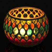 Tea Light Candle Holder Glass Mosaic Candle Holder Wedding New Year Gift Home Bar Decor