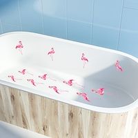6pcs Pink Flamingo Bathtub Stickers, Anti Slip Petal Pattern Bathtub Sticker, Non-slip PVC Bathroom Adhesive Stripe, Bathroom Decor. Lightinthebox - thumbnail