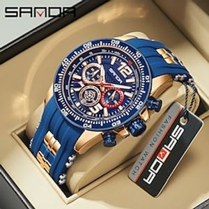 SANDA Men Quartz Watch Fashion Casual Business Wristwatch Luminous Calendar Chronograph Waterproof Silicone Strap Watch miniinthebox