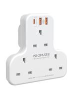 Promate Power Strip with 3250W 3 AC Outlets, 20W USB-C PD Port and Dual 20W QC 3.0 Ports, PowerHinge-3, White