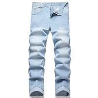 Men's Jeans Trousers Denim Pants Zipper Button Pocket Plain Comfort Breathable Outdoor Daily Going out Fashion Casual Light Blue miniinthebox