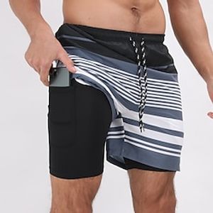 Men's Board Shorts Swim Shorts Swim Trunks Beach Swimming Pool Party Breathable Quick Dry Drawstring Drawstring Elastic Waist Liner Color Block Short Sport Casual Activewear Red Blue Micro-elastic Lightinthebox