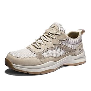 Men's Shoes Oxfords Leather Shoes Plus Size Casual Daily Running Shoes Walking Shoes Leather Mesh Breathable Black Khaki Gray Spring Fall Lightinthebox