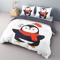 Christmas Penguin Duvet Cover Set, 32 Pieces Comforter Cover With Zipper Closure Soft Microfiber Festival Bedding Gifts Christmas Decoration For Home Lightinthebox - thumbnail