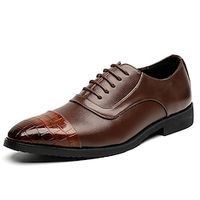 Men's Oxfords Plus Size Business Casual Outdoor Daily PU Comfortable Lace-up Black Brown Spring Lightinthebox