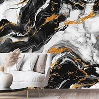 Black and White Marble Wallpaper Mural Wall Covering Sticker Peel and Stick Removable PVCVinyl Material Self AdhesiveAdhesive Required Wall Decor for Living Room Kitchen Bathroom Lightinthebox - thumbnail