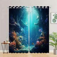 2 Panels Undersea Fishes Curtain Drapes Blackout Curtain For Living Room Bedroom Kitchen Window Treatments Thermal Insulated Room Darkening Lightinthebox - thumbnail