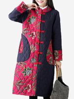 Casual Printed Women Long Thick Coats