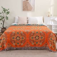 1pc Boho Throw Blanket Orange Throw Blanket Queen Size Towel Quilt Soft Throw Blanket For Couch Sofa Bed Reversible Bohemian Decor For Living Room Bed Room Lightinthebox