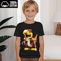 Boys 3D Cartoon Dinosaur Tee Shirt Short Sleeve 3D Print Summer Active Sports Fashion 100% Cotton Kids 3-12 Years Crew Neck Outdoor Casual Daily Regular Fit Lightinthebox - thumbnail