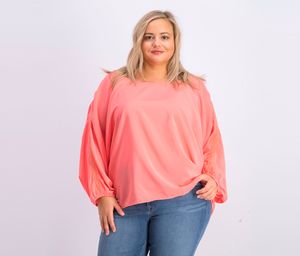Womens Plus Size Long Sleeve Tops  Peach