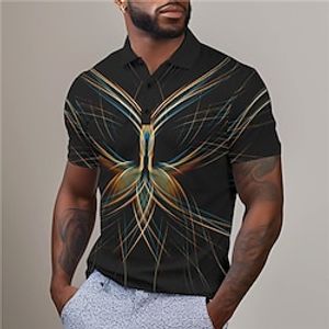 Geometry Men's Business Print 3D Golf Polo Outdoor Daily Wear Streetwear Polyester Short Sleeve Turndown Polo Shirts White Yellow Spring  Summer S M L Micro-elastic Lapel Polo Lightinthebox