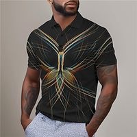Geometry Men's Business Print 3D Golf Polo Outdoor Daily Wear Streetwear Polyester Short Sleeve Turndown Polo Shirts White Yellow Spring  Summer S M L Micro-elastic Lapel Polo Lightinthebox - thumbnail
