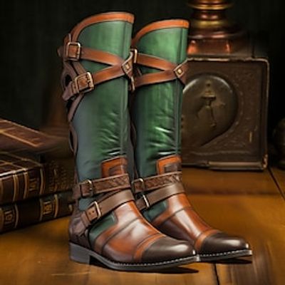Men's Boots Biker boots Motorcycle Boots Retro Walking Casual Daily Leather Comfortable Booties  Ankle Boots Loafer Black Grey Dark Green Spring Fall Lightinthebox