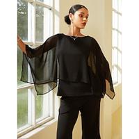 Modal Chiffon Crewneck Cape Sleeveless Top Lightinthebox