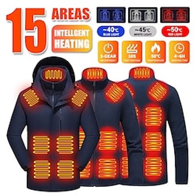 15 Areas Electric Heating Jackets Winter Men's Motorcycle Waterproof Windproof Jacket Women's Warm USB Heating Vest Coats Bike Jacket Winter Warm Lightinthebox