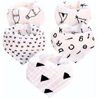 Little Story - Muslin Bandana Bibs - Set Of 5 - Black & White LS_MBBS5_BW