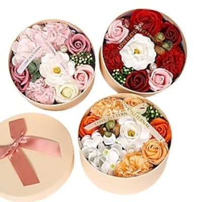 Artificial Peony Flowers Set In Round Gift Box For Mother Wife Girlfriends Lover Day Valentine's Day mother大于 Lightinthebox