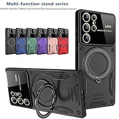 Phone Case For Samsung Galaxy S23 Ultra Plus A54 A34 A14 A32 With Magsafe Ring Holder Magnetic Camera Lens Protector Geometric Pattern Armor TPU PC Lightinthebox