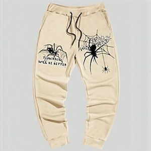 Spider Abstract Gothic Men's 3D Print Sweatpants Joggers Pants Trousers Outdoor Street Casual Daily Polyester Khaki S M L Mid Waist Elasticity Pants Lightinthebox