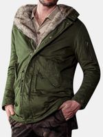 Mens Swallowtail Mid Long Furry Hood Coats