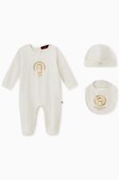 Logo Babygrow with Cap and Bib in Cotton, Set of 3 Logo Babygrow with Cap and Bib in Cotton, Set of 3