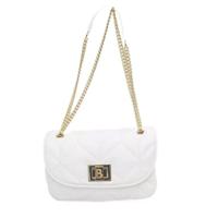 Baldinini Trend Elegant White Flap Shoulder Bag with Gold Accents (BA-23256)