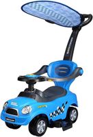 Megastar Ride and Stroll Push car with Canopy shade & Parental Handle 3 in 1, Blue - 321C-BLU (UAE Delivery Only)