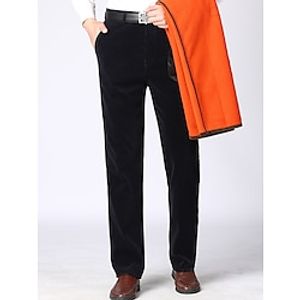 Men's Dress Pants Fleece Pants Corduroy Pants Trousers Suit Pants Pocket Plain Comfort Breathable Outdoor Daily Going out Fashion Casual Black Khaki Lightinthebox