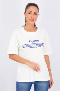 Womens Equality Print T-Shirt  White/Blue