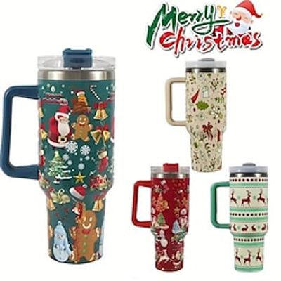 Christmas Tumbler with Lid, 40oz 304 Stainless Steel Insulated Water Bottle With Handle, Portable Drinking Cups, For Car, Home, Office, Summer Drinkware, Travel Accessories, Birthday Gifts Lightinthebox