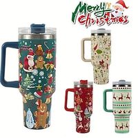 Christmas Tumbler with Lid, 40oz 304 Stainless Steel Insulated Water Bottle With Handle, Portable Drinking Cups, For Car, Home, Office, Summer Drinkware, Travel Accessories, Birthday Gifts Lightinthebox - thumbnail