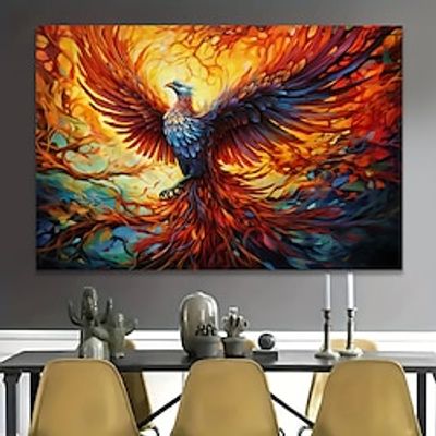 Animals Wall Art Canvas Flaming Phoenix Prints and Posters Pictures Decorative Fabric Painting For Living Room Pictures No Frame miniinthebox