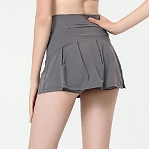 Women's Yoga Skirt Tennis Skirts 2 in 1 Pleated Skort Butt Lift Quick Dry Lightweight Solid Color Light Purple Light Blue Black Yoga Fitness Pilates Summer Sports Activewear Stretchy Slim  Athletic Lightinthebox