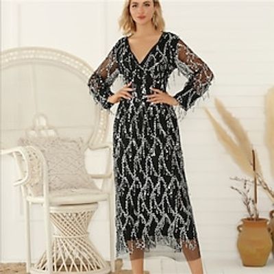 Retro Vintage Roaring 20s 1920s Flapper Dress Dress Women's Sequins Embroidered Cosplay Costume New Year Event  Party Prom Dress Lightinthebox