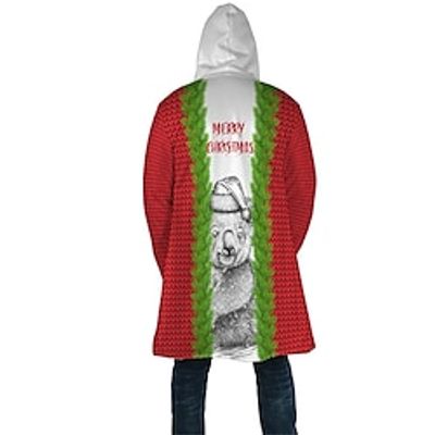 Koala Casual Men's Fleece Jacket Coat Hoodie Jacket Christmas Daily Wear Going out Fall  Winter Hooded Long Sleeve Burgundy S M L Polyester Jacket Lightinthebox