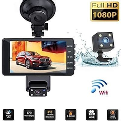 D411 1080p New Design / HD / with Rear Camera Car DVR 170 Degree Wide Angle 4 inch IPS Dash Cam with WIFI / Night Vision / G-Sensor 4 infrared LEDs Car Recorder miniinthebox