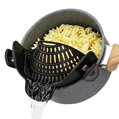 Pasta Strainer for Kitchen, Pot Strainer Clip on Strainer Colander Silicone and Colanders for Spaghetti Noodle Food Pan Lightinthebox