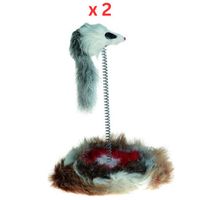 Flamingo Aaron Mouse on Stick Cat Toy White (Pack of 2)