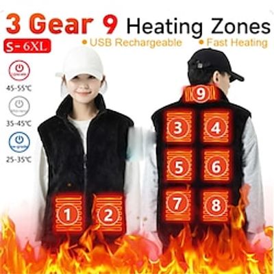9 Areas Heated Fleece Vest Men Women Heated Winter Usb Heating Vest Self Heating Thermal Vest Heating Down Warmte Fleece Vest miniinthebox