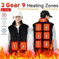 9 Areas Heated Fleece Vest Men Women Heated Winter Usb Heating Vest Self Heating Thermal Vest Heating Down Warmte Fleece Vest miniinthebox - thumbnail