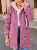 Women's Casual Solid Fleece Thickened Mid-length Sherpa Sweatshirt