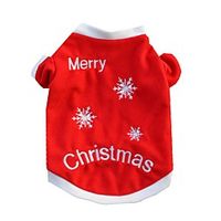 Cat Dog Shirt / T-Shirt Winter Dog Clothes Red Costume Cotton Snowflake Casual / Daily Christmas XS S M L miniinthebox - thumbnail