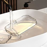 Non Punching Light Luxury Soap Box Double Layer Drainage Soap Box Household Bathroom Countertop Soap Rack Bathroom Storage Rack 1PC miniinthebox - thumbnail